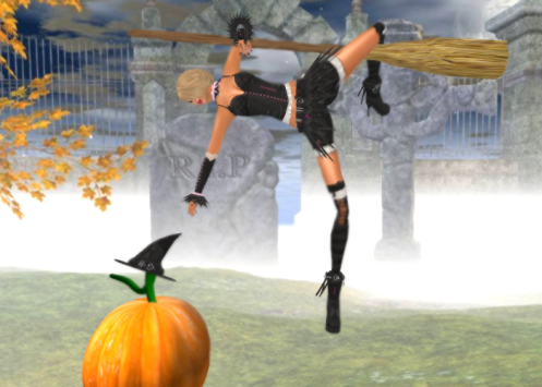 Witchy broom pose 4