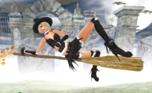 Witchy broom pose 6
